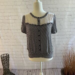 Too MI Heart Print Pullover Blouse S